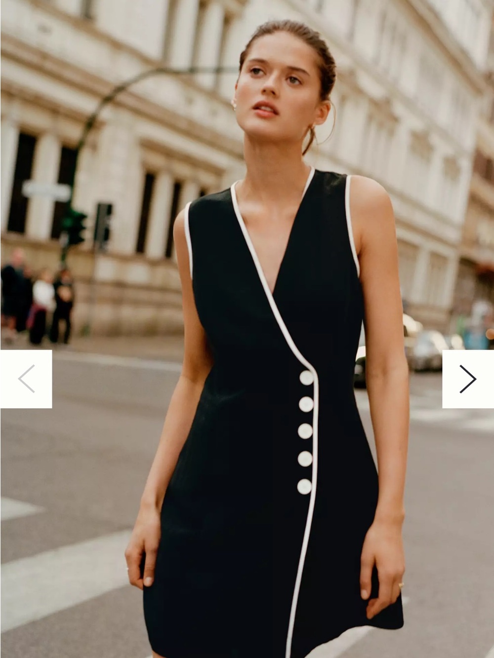 Anthropologie Black Mini Dress with White Trim